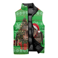 Mali Christmas Sleeveless Puffer Jacket with Hippo Santa Hat Snowflakes and Holiday Gift - Wonder Print Shop