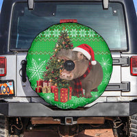 Mali Christmas Spare Tire Cover with Hippo Santa Hat Snowflakes and Holiday Gift - Wonder Print Shop