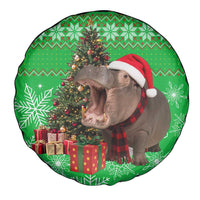 Mali Christmas Spare Tire Cover with Hippo Santa Hat Snowflakes and Holiday Gift - Wonder Print Shop