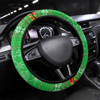 Mali Christmas Steering Wheel Cover with Hippo Santa Hat Snowflakes and Holiday Gift - Wonder Print Shop