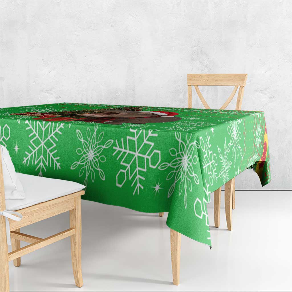 Mali Christmas Tablecloth with Hippo Santa Hat Snowflakes and Holiday Gift - Wonder Print Shop