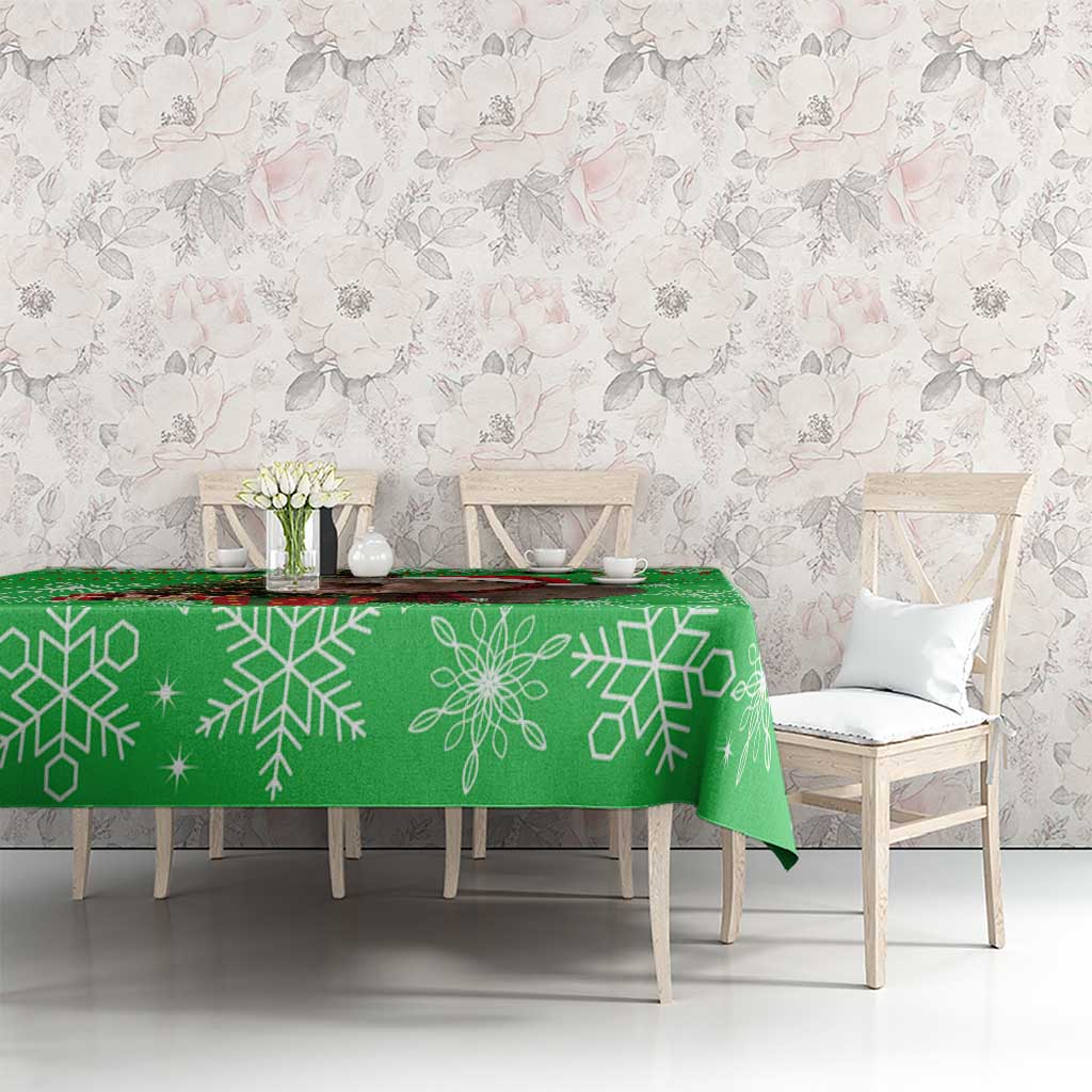 Mali Christmas Tablecloth with Hippo Santa Hat Snowflakes and Holiday Gift - Wonder Print Shop