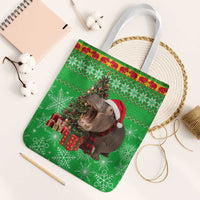 Mali Christmas Tote Bag with Hippo Santa Hat Snowflakes and Holiday Gift - Wonder Print Shop