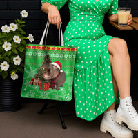 Mali Christmas Tote Bag with Hippo Santa Hat Snowflakes and Holiday Gift - Wonder Print Shop
