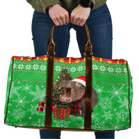 Mali Christmas Travel Bag with Hippo Santa Hat Snowflakes and Holiday Gift - Wonder Print Shop