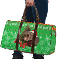 Mali Christmas Travel Bag with Hippo Santa Hat Snowflakes and Holiday Gift - Wonder Print Shop