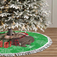 Mali Christmas Tree Skirt with Hippo Santa Hat Snowflakes and Holiday Gift - Wonder Print Shop