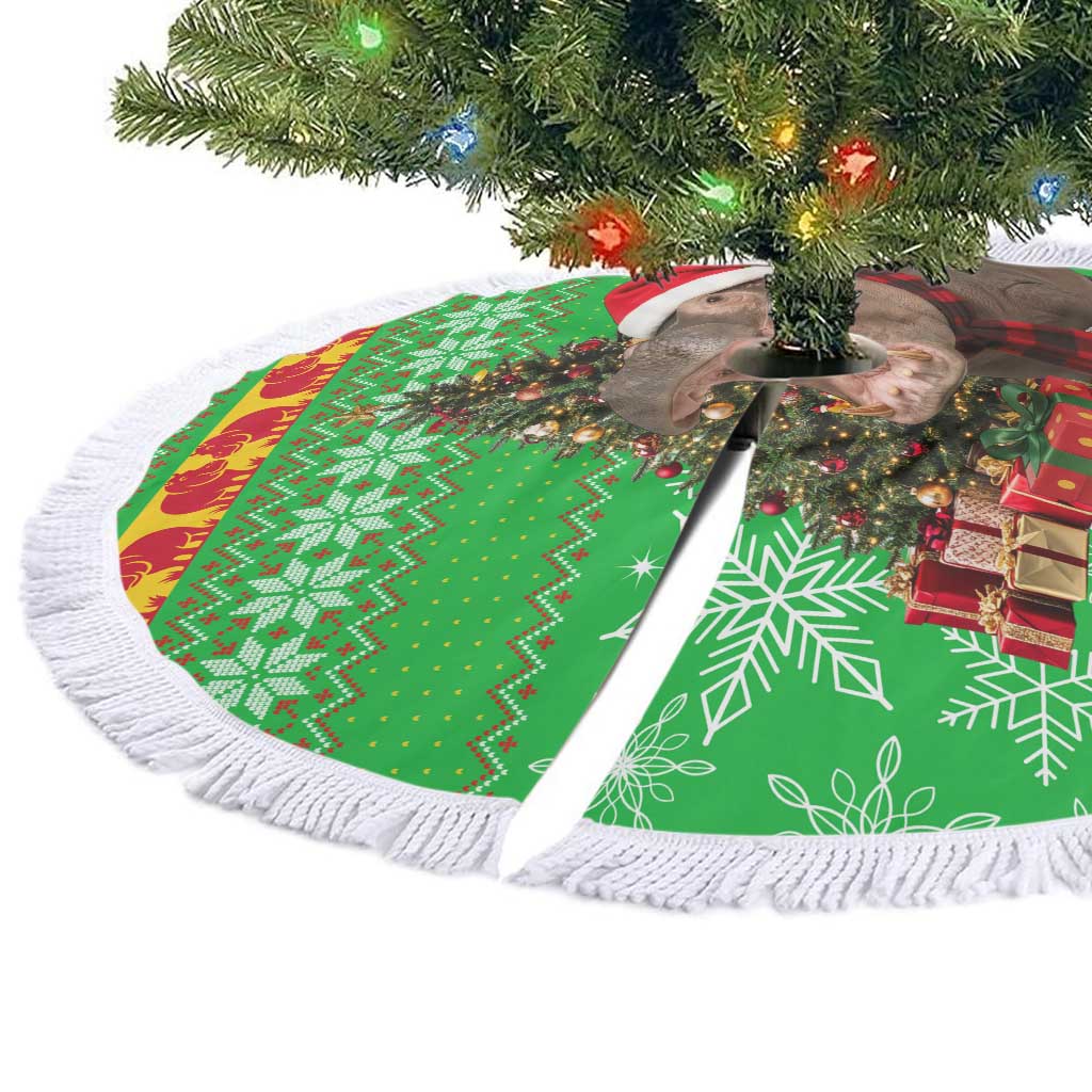 Mali Christmas Tree Skirt with Hippo Santa Hat Snowflakes and Holiday Gift - Wonder Print Shop