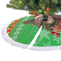Mali Christmas Tree Skirt with Hippo Santa Hat Snowflakes and Holiday Gift - Wonder Print Shop