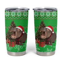 Mali Christmas Tumbler Cup with Hippo Santa Hat Snowflakes and Holiday Gift - Wonder Print Shop