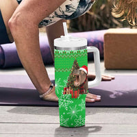 Mali Christmas Tumbler With Handle with Hippo Santa Hat Snowflakes and Holiday Gift - Wonder Print Shop