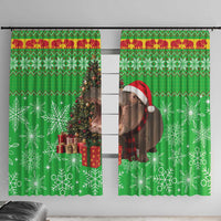 Mali Christmas Window Curtain with Hippo Santa Hat Snowflakes and Holiday Gift - Wonder Print Shop