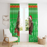 Mali Christmas Window Curtain with Hippo Santa Hat Snowflakes and Holiday Gift - Wonder Print Shop