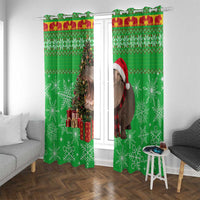 Mali Christmas Window Curtain with Hippo Santa Hat Snowflakes and Holiday Gift - Wonder Print Shop