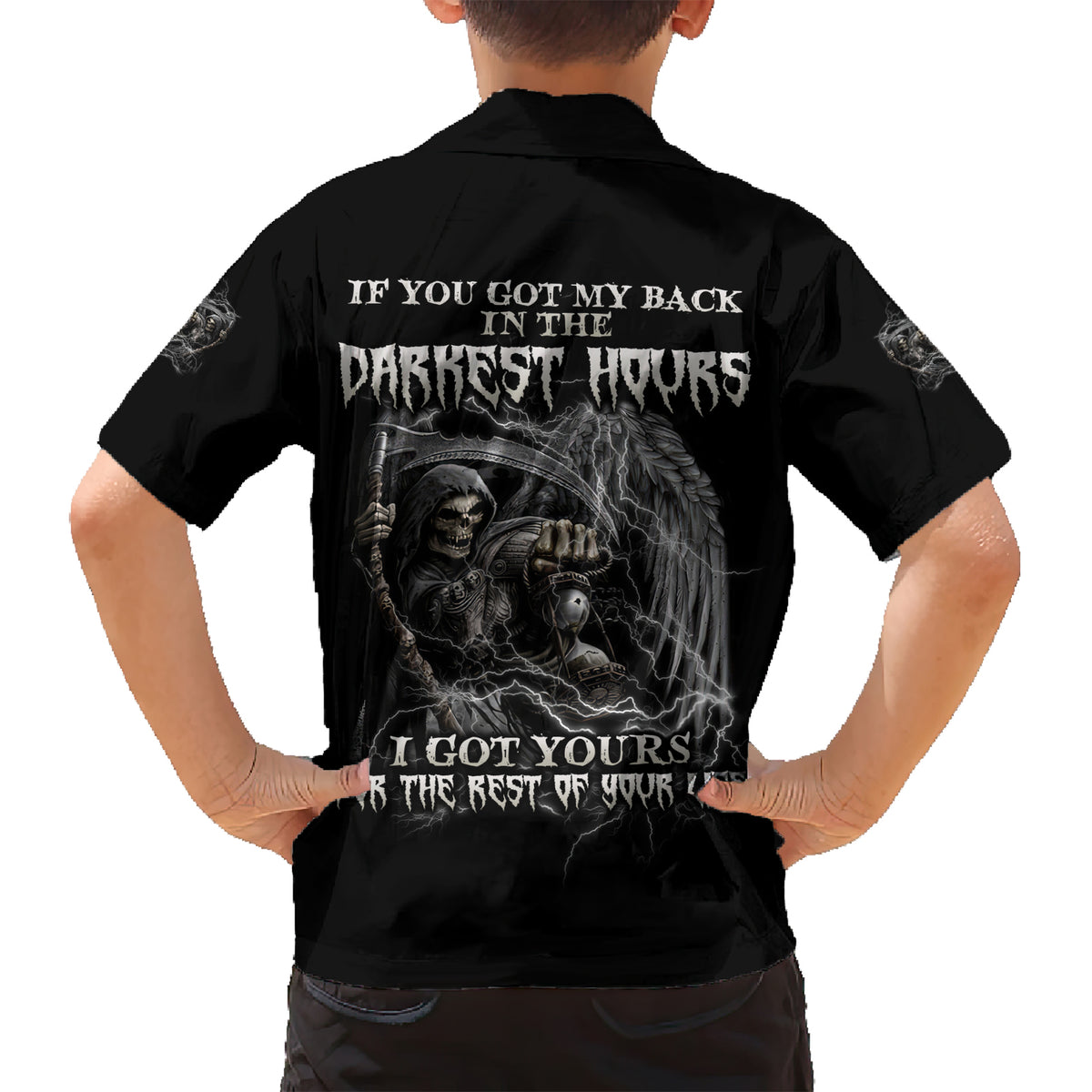 If You Got My Back In The Darkest Hours Family Matching Short Sleeve Bodycon Dress and Hawaiian Shirt - Wonder Print Shop