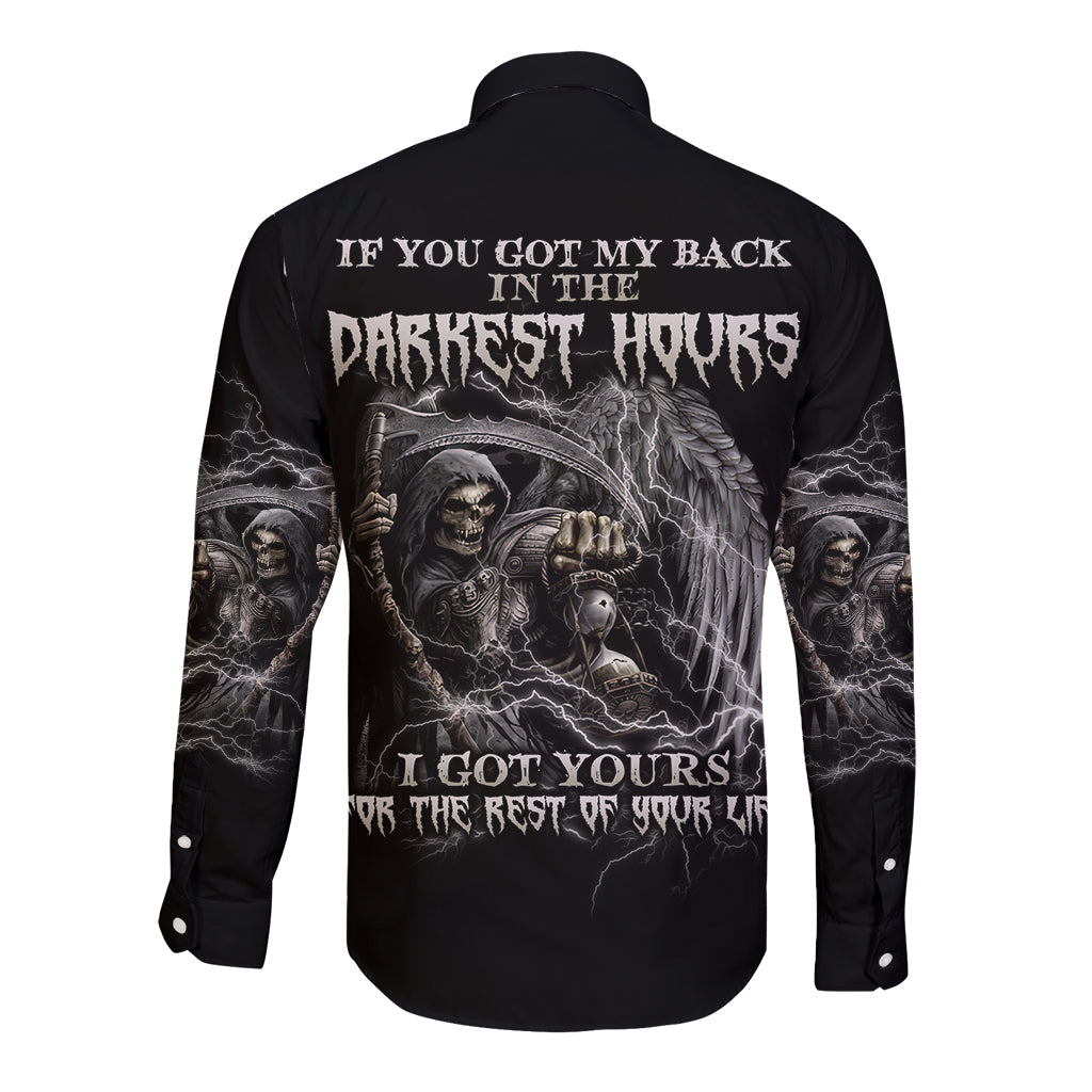 If You Got My Back In The Darkest Hours Long Sleeve Button Shirt - Wonder Print Shop