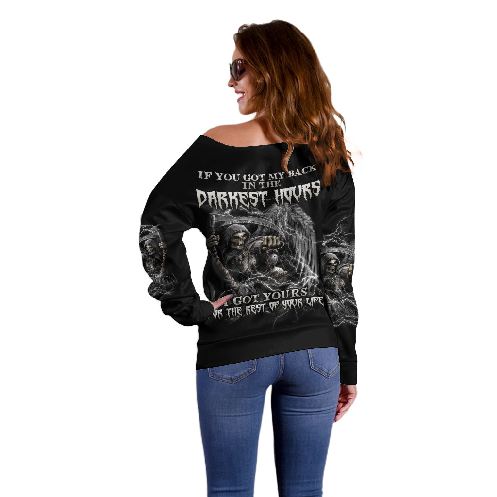 If You Got My Back In The Darkest Hours Off Shoulder Sweater - Wonder Print Shop