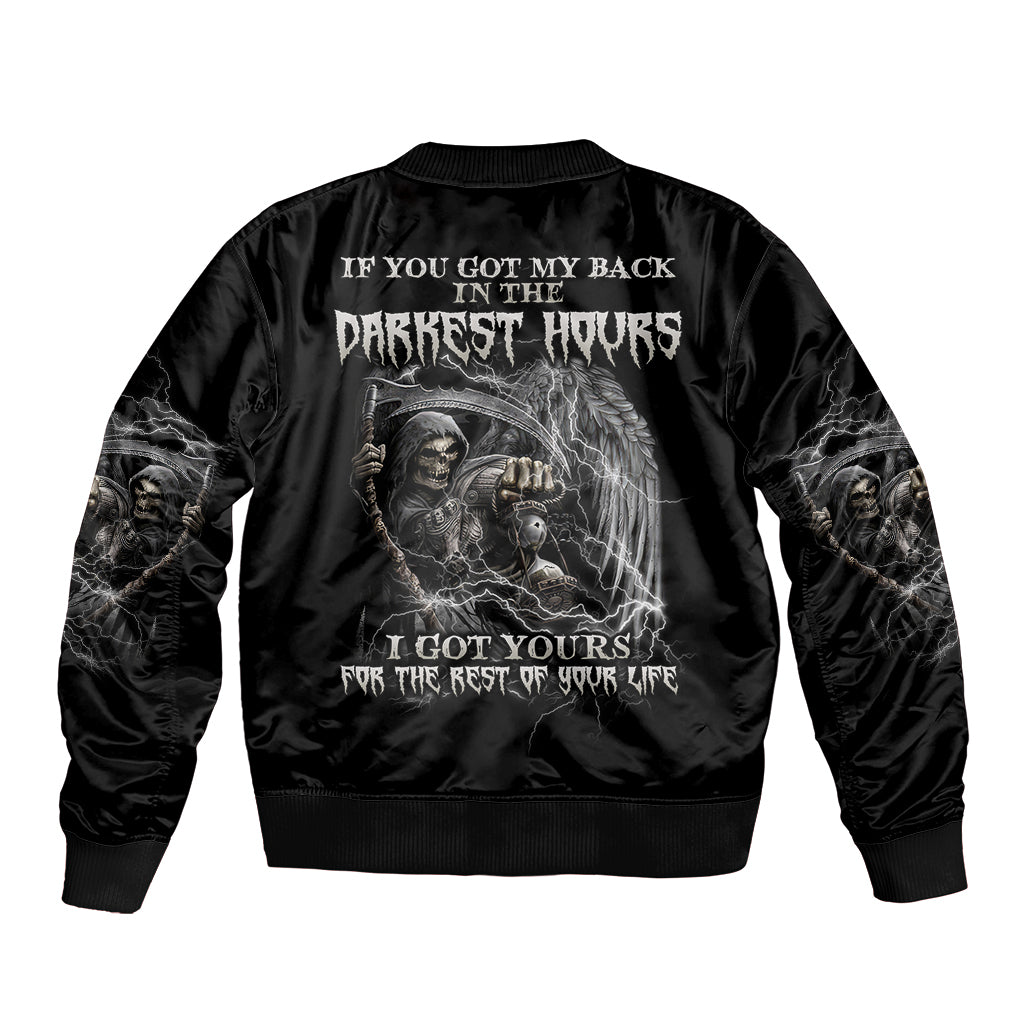 If You Got My Back In The Darkest Hours Sleeve Zip Bomber Jacket - Wonder Print Shop