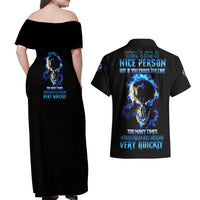 Yes I'm A Nice Person Skull Fire Couples Matching Off Shoulder Maxi Dress and Hawaiian Shirt - Wonder Print Shop