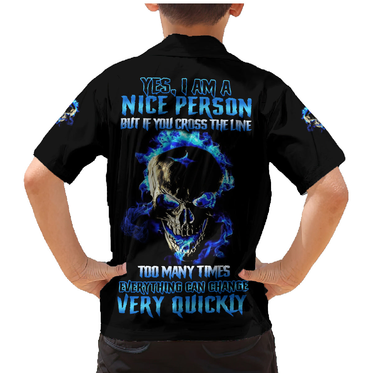 Yes I'm A Nice Person Skull Fire Family Matching Mermaid Dress and Hawaiian Shirt - Wonder Print Shop