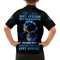 Yes I'm A Nice Person Skull Fire Family Matching Off Shoulder Long Sleeve Dress and Hawaiian Shirt - Wonder Print Shop