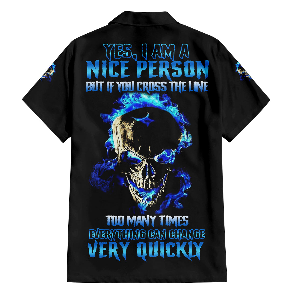 Yes I'm A Nice Person Skull Fire Family Matching Off Shoulder Maxi Dress and Hawaiian Shirt - Wonder Print Shop