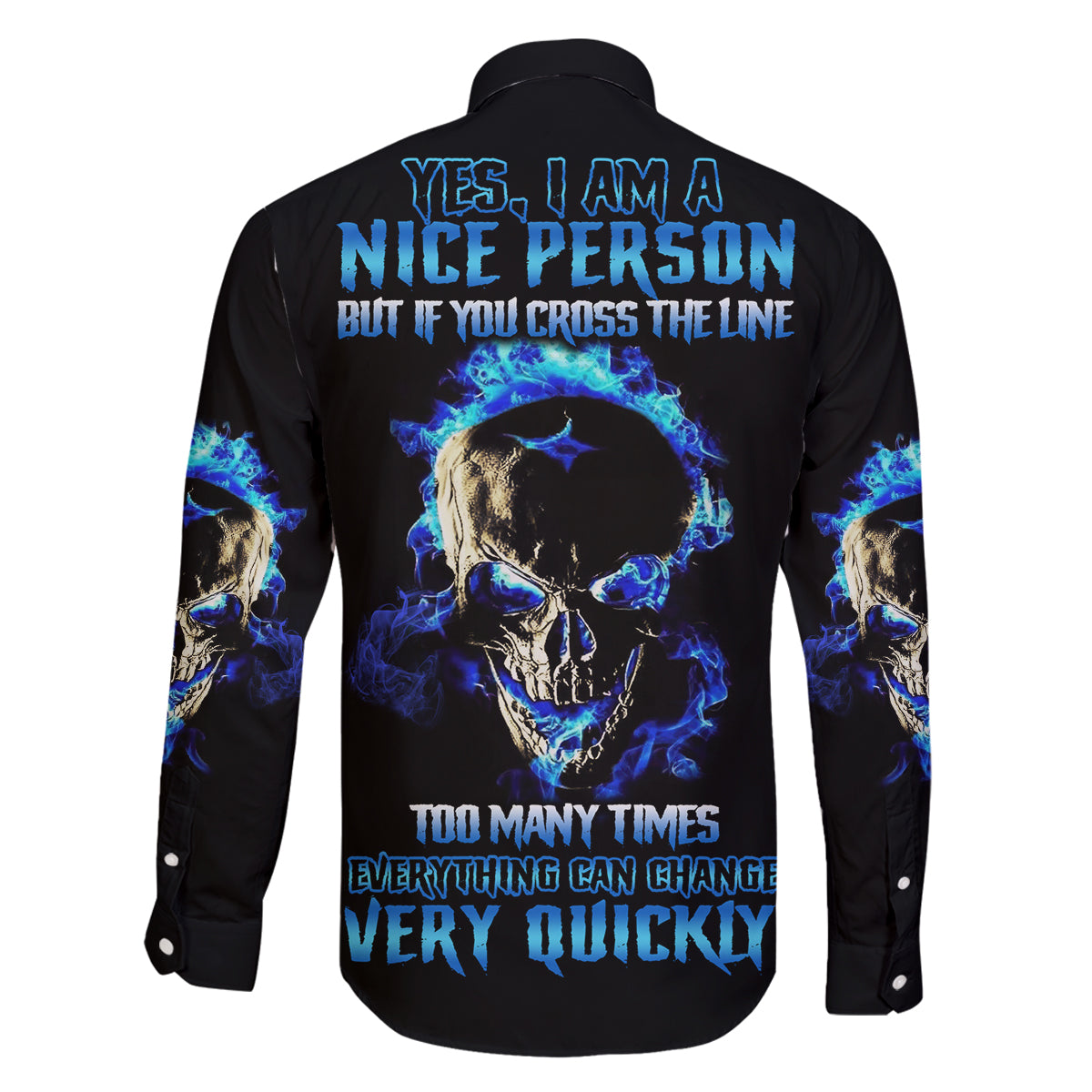 Yes I'm A Nice Person Skull Fire Family Matching Puletasi Dress and Hawaiian Shirt - Wonder Print Shop