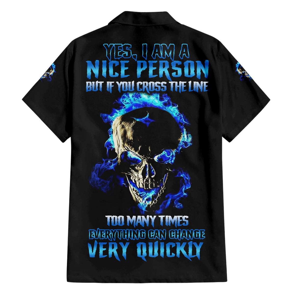 Yes I'm A Nice Person Skull Fire Family Matching Short Sleeve Bodycon Dress and Hawaiian Shirt - Wonder Print Shop
