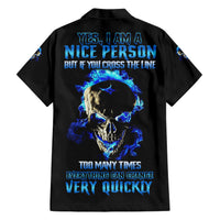 Yes I'm A Nice Person Skull Fire Family Matching Short Sleeve Bodycon Dress and Hawaiian Shirt - Wonder Print Shop