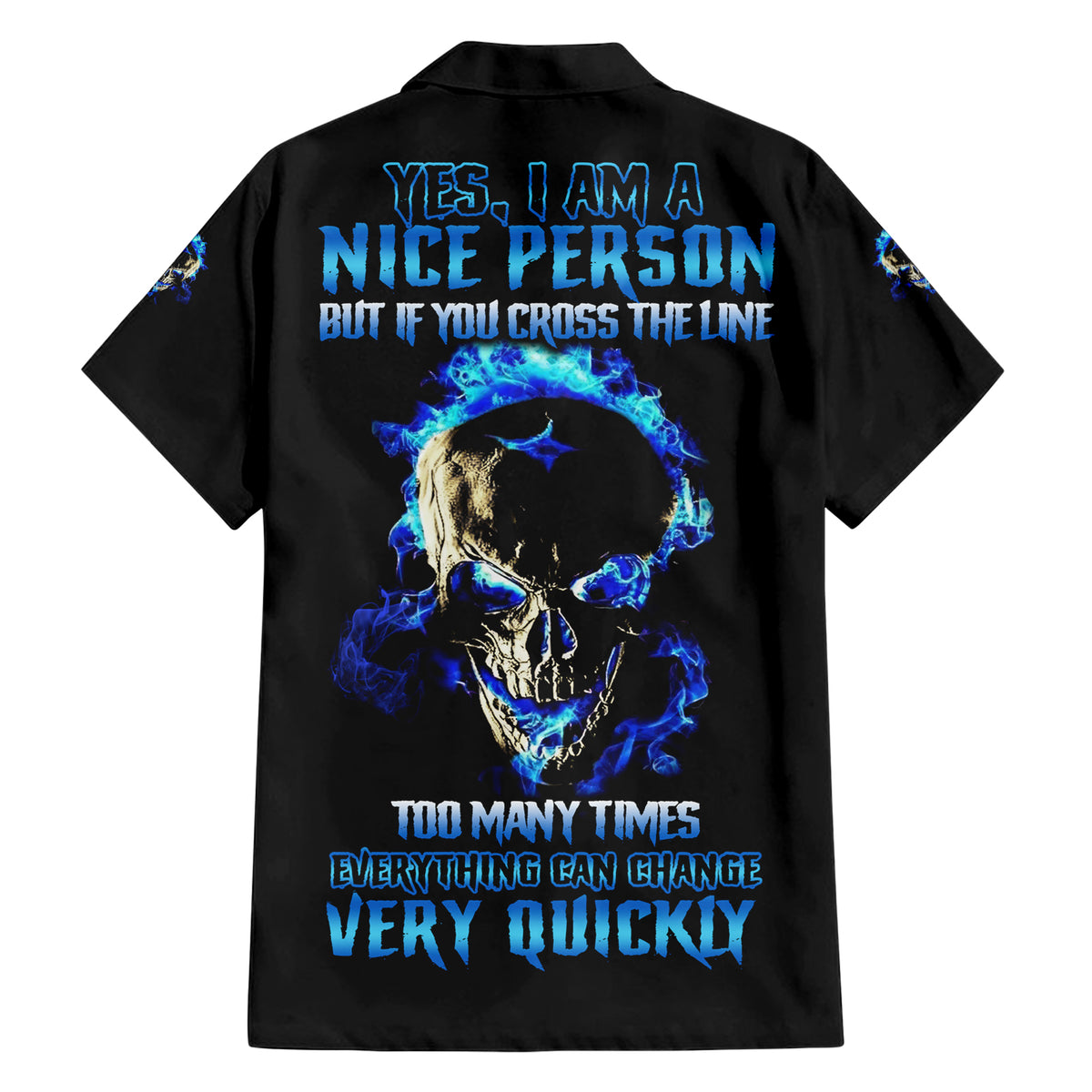 Yes I'm A Nice Person Skull Fire Hawaiian Shirt - Wonder Print Shop