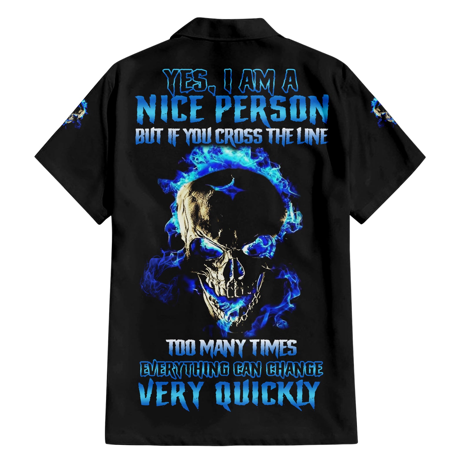 Yes I'm A Nice Person Skull Fire Hawaiian Shirt - Wonder Print Shop
