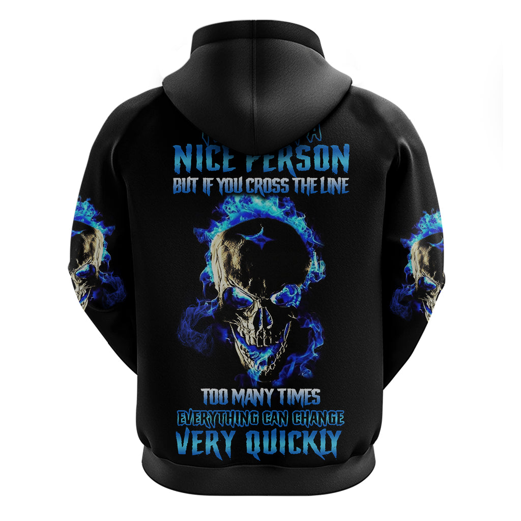 Yes I'm A Nice Person Skull Fire Hoodie - Wonder Print Shop