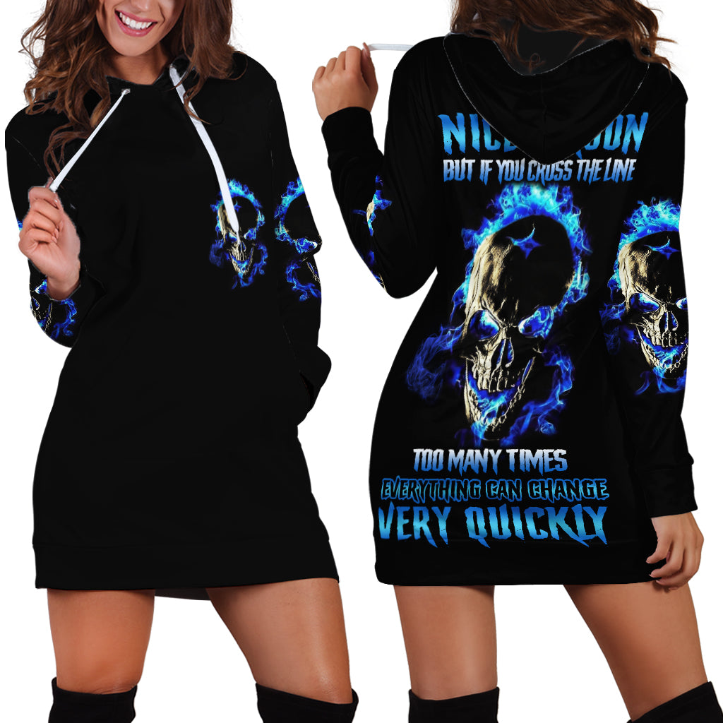 Yes I'm A Nice Person Skull Fire Hoodie Dress - Wonder Print Shop