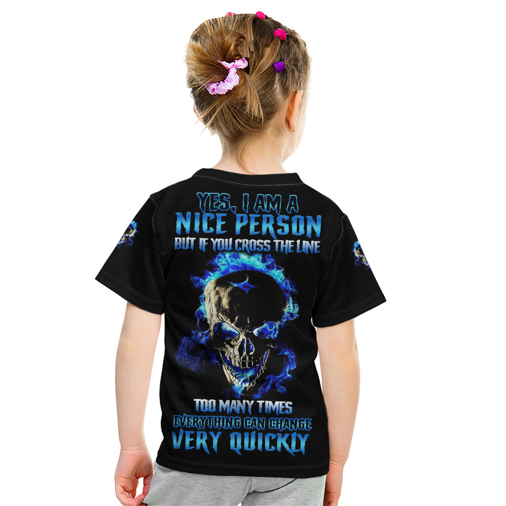 Yes I'm A Nice Person Skull Fire Kid T Shirt - Wonder Print Shop