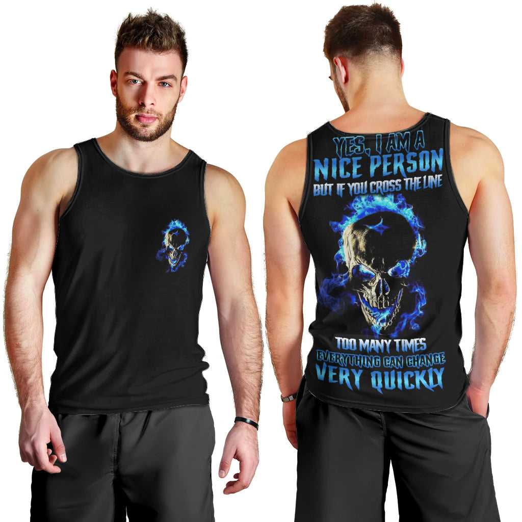 Yes I'm A Nice Person Skull Fire Men Tank Top - Wonder Print Shop