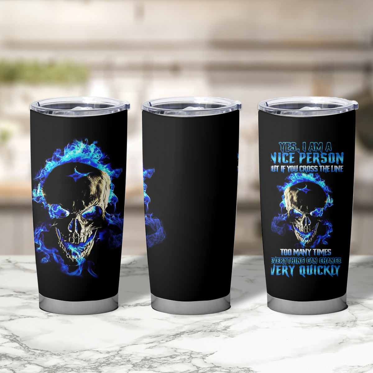 Yes I'm A Nice Person Skull Fire Tumbler Cup - Wonder Print Shop