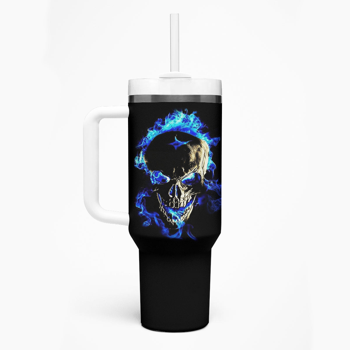 Yes I'm A Nice Person Skull Fire Tumbler With Handle - Wonder Print Shop