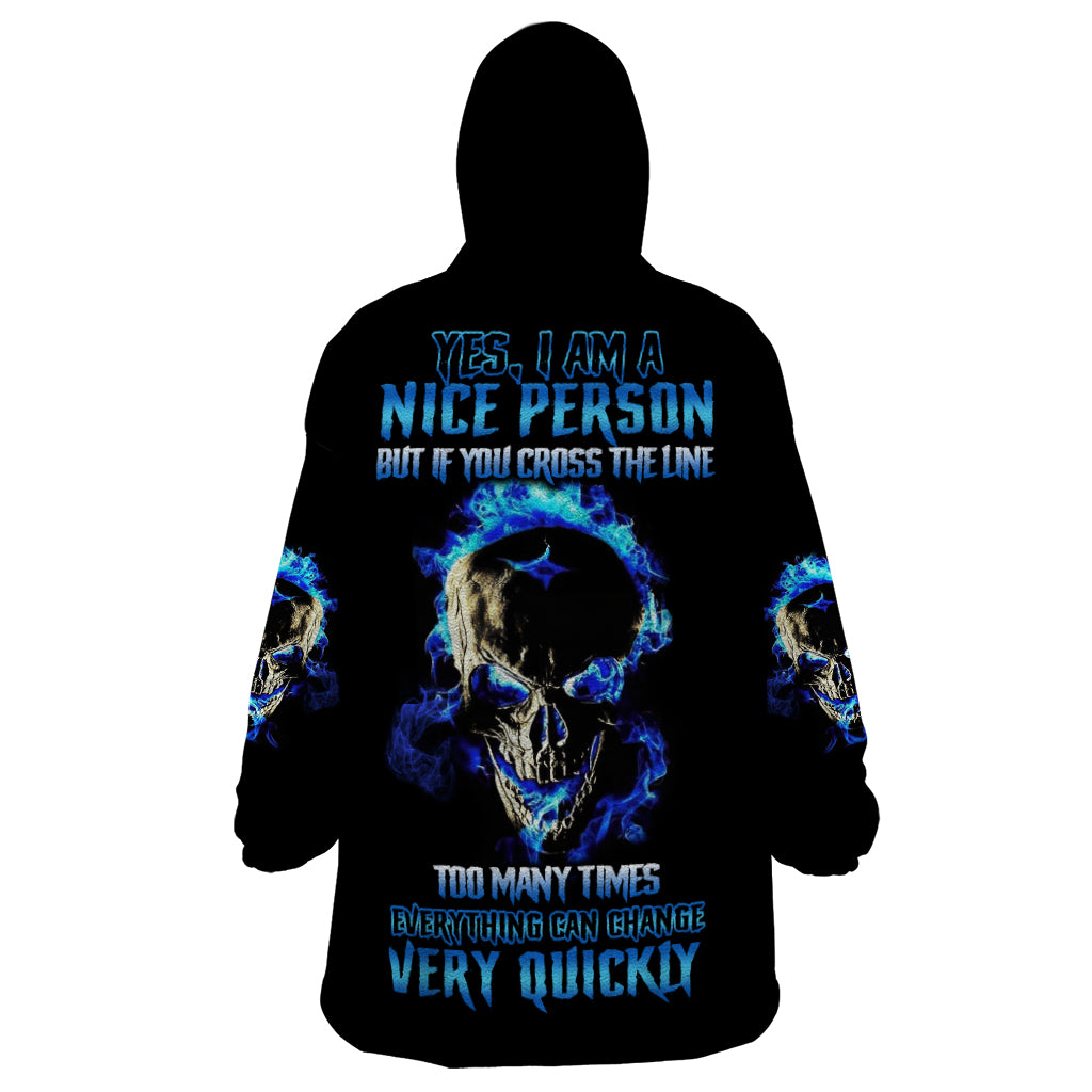 Yes I'm A Nice Person Skull Fire Wearable Blanket Hoodie - Wonder Print Shop