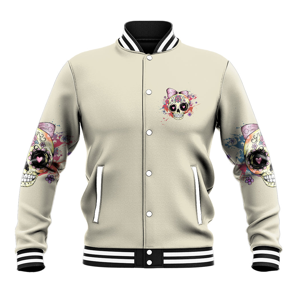 I Am A Sweet Girl Skull Baseball Jacket - Wonder Print Shop