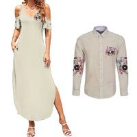 I Am A Sweet Girl Skull Couples Matching Summer Maxi Dress and Long Sleeve Button Shirt - Wonder Print Shop