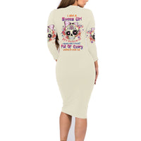 I Am A Sweet Girl Skull Family Matching Long Sleeve Bodycon Dress and Hawaiian Shirt - Wonder Print Shop
