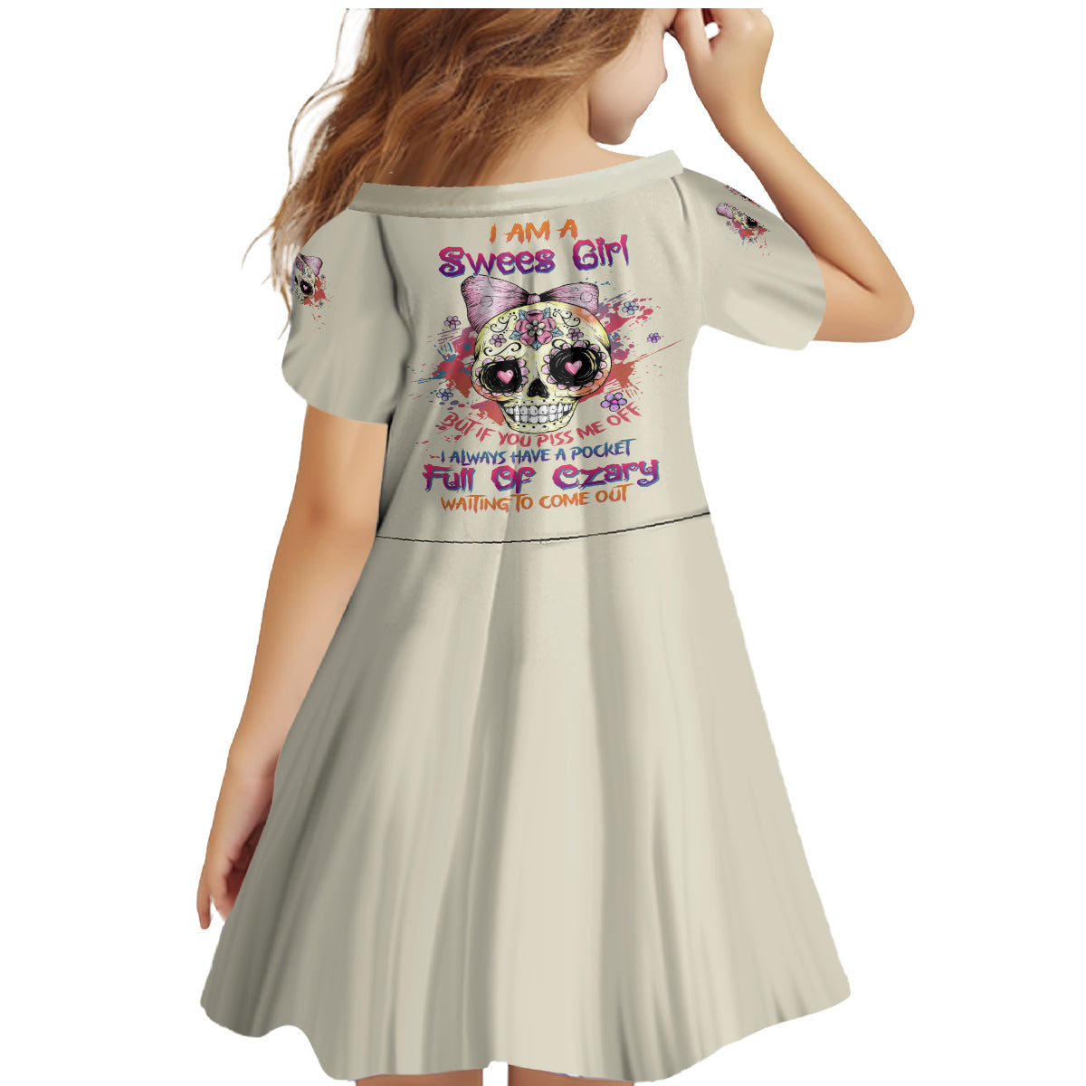 I Am A Sweet Girl Skull Family Matching Mermaid Dress and Hawaiian Shirt - Wonder Print Shop