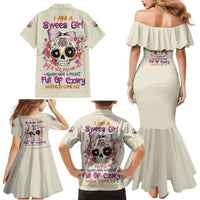 I Am A Sweet Girl Skull Family Matching Mermaid Dress and Hawaiian Shirt - Wonder Print Shop