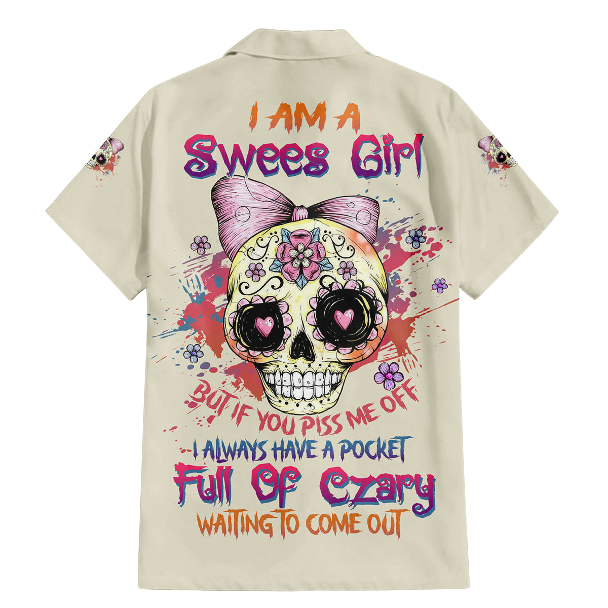 I Am A Sweet Girl Skull Family Matching Mermaid Dress and Hawaiian Shirt - Wonder Print Shop