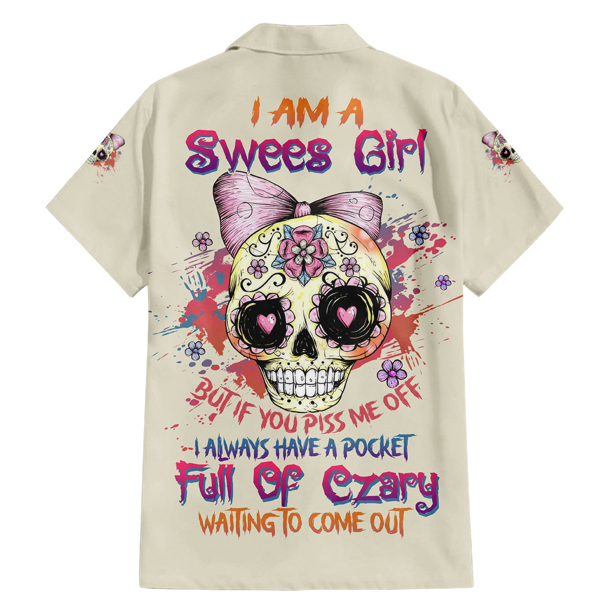 I Am A Sweet Girl Skull Family Matching Off Shoulder Maxi Dress and Hawaiian Shirt - Wonder Print Shop