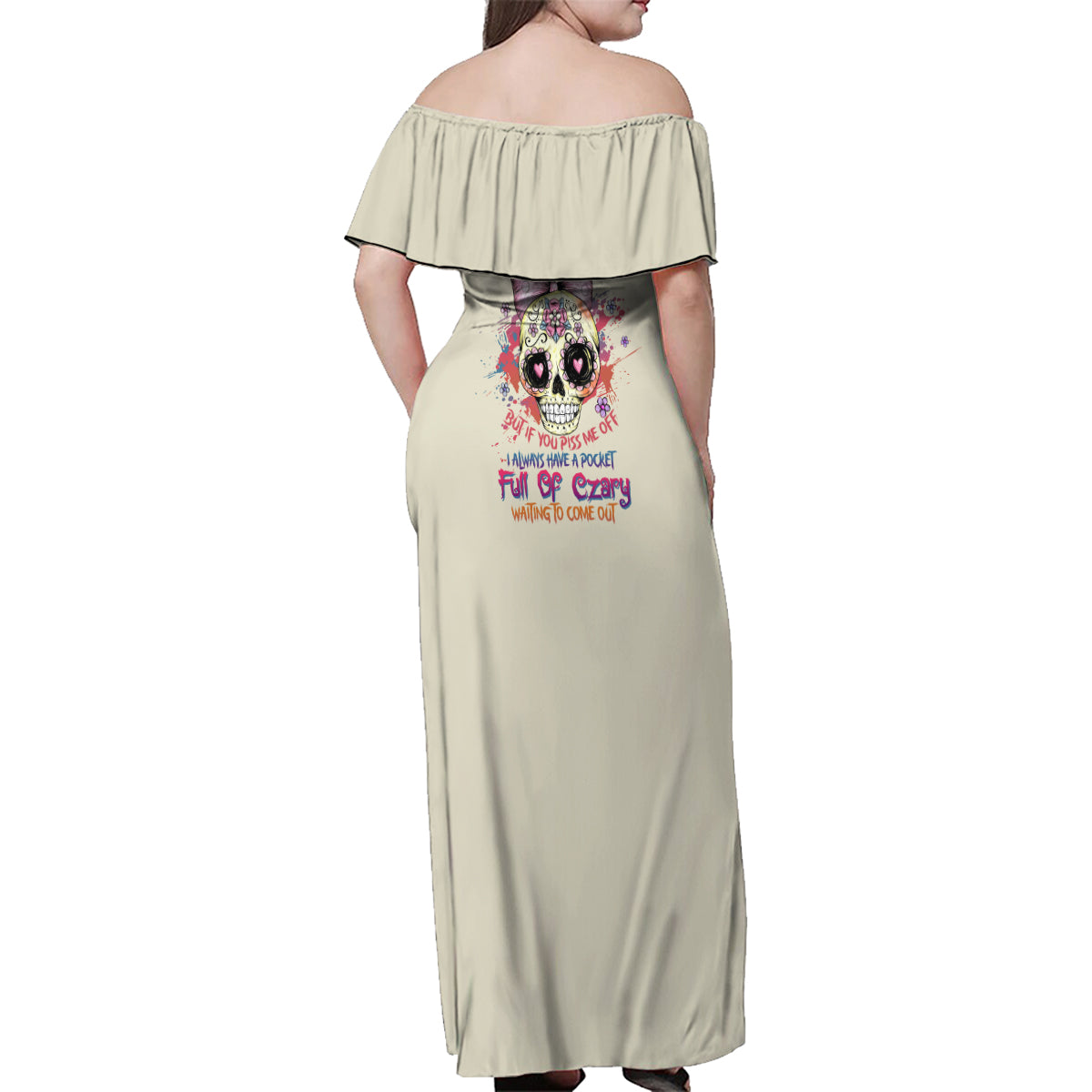 I Am A Sweet Girl Skull Family Matching Off Shoulder Maxi Dress and Hawaiian Shirt - Wonder Print Shop