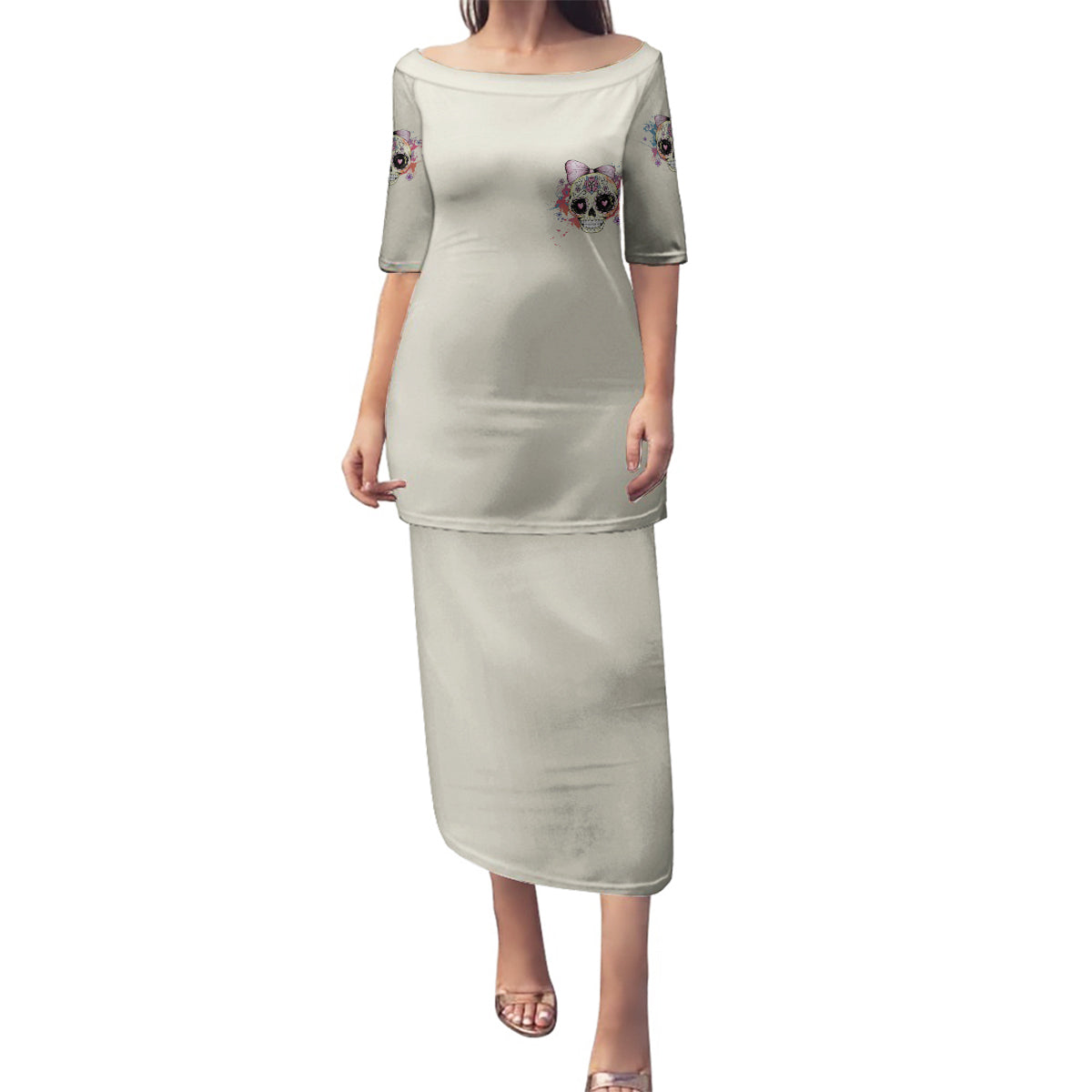 I Am A Sweet Girl Skull Family Matching Puletasi Dress and Hawaiian Shirt - Wonder Print Shop