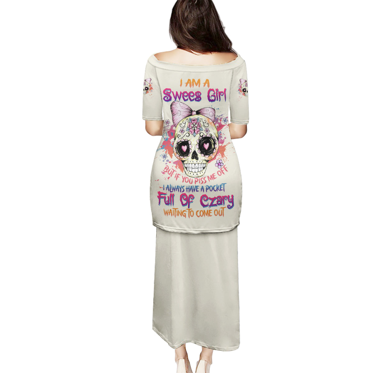 I Am A Sweet Girl Skull Family Matching Puletasi Dress and Hawaiian Shirt - Wonder Print Shop
