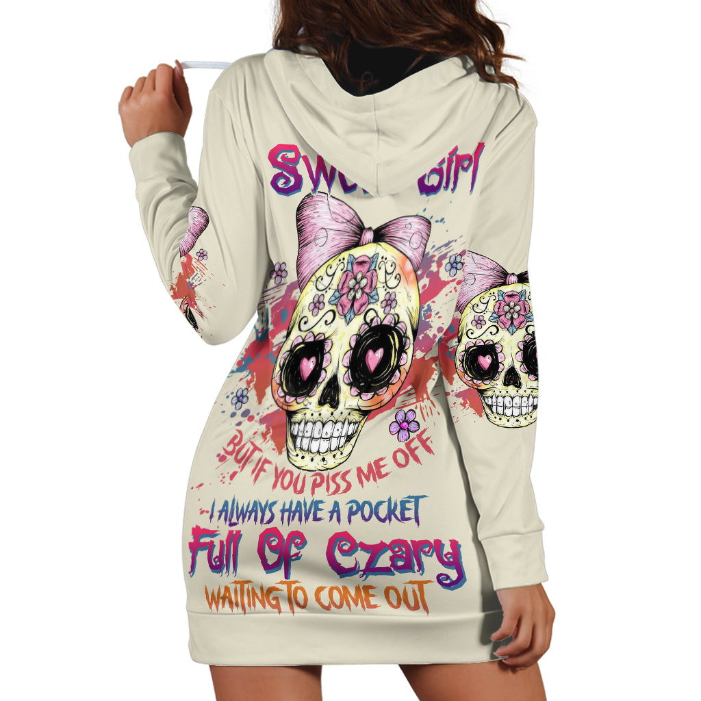 I Am A Sweet Girl Skull Hoodie Dress - Wonder Print Shop