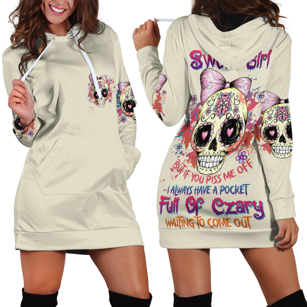 I Am A Sweet Girl Skull Hoodie Dress - Wonder Print Shop